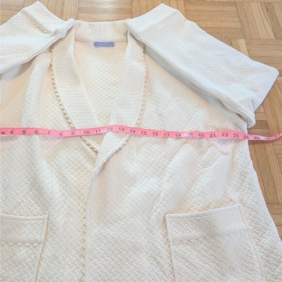 p. jamas Coat Jacket Quilted Womens Large Ivory Pima Cotton Lounge Wear Pockets - Picture 6 of 8